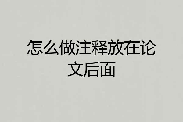 怎么做注释放在论文后面