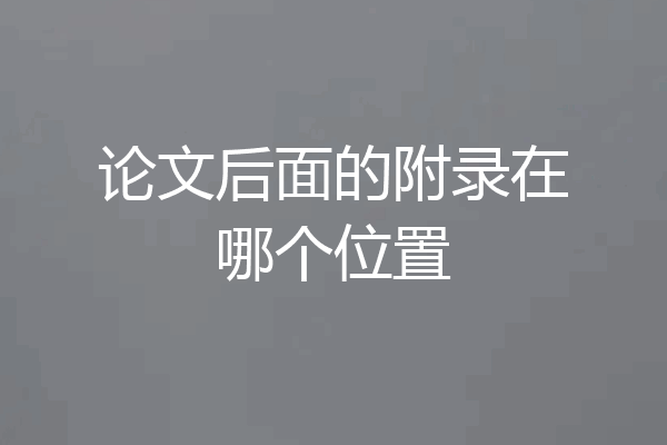 论文后面的附录在哪个位置