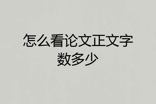 怎么看论文正文字数多少