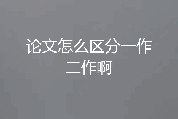 论文怎么区分一作二作啊