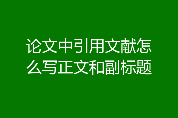 论文中引用文献怎么写正文和副标题