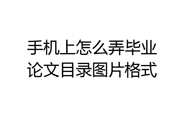 手机上怎么弄毕业论文目录图片格式