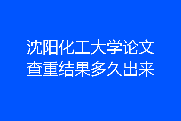 沈阳化工大学论文查重结果多久出来