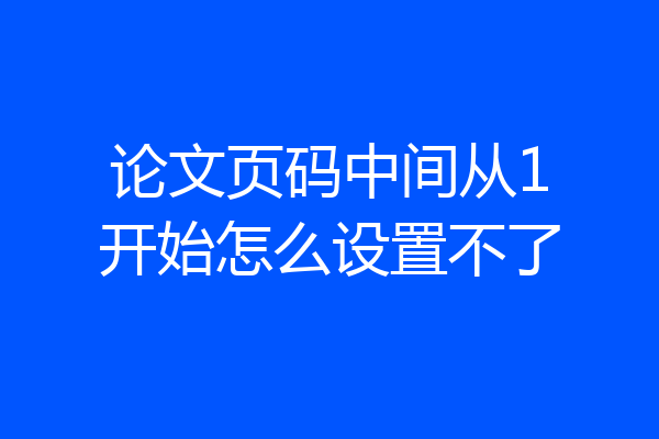 论文页码中间从1开始怎么设置不了