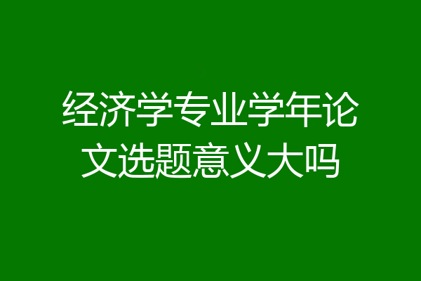 经济学专业学年论文选题意义大吗
