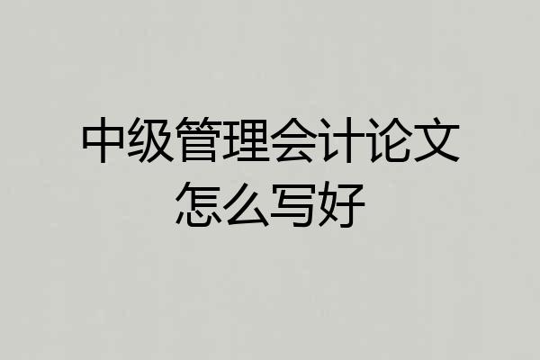 中级管理会计论文怎么写好