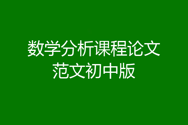 数学分析课程论文范文初中版