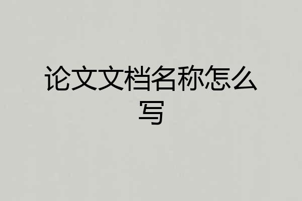 论文文档名称怎么写