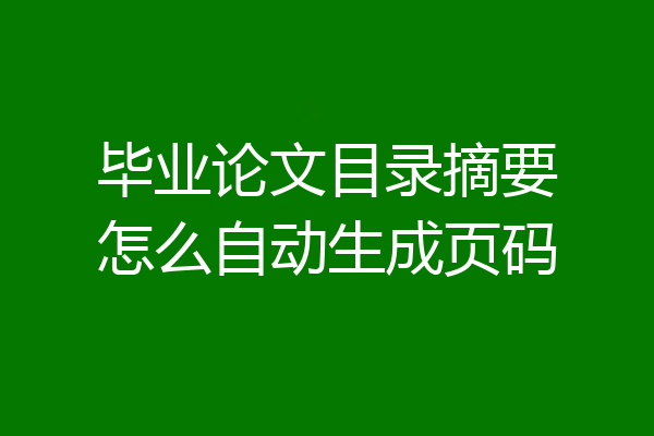 毕业论文目录摘要怎么自动生成页码