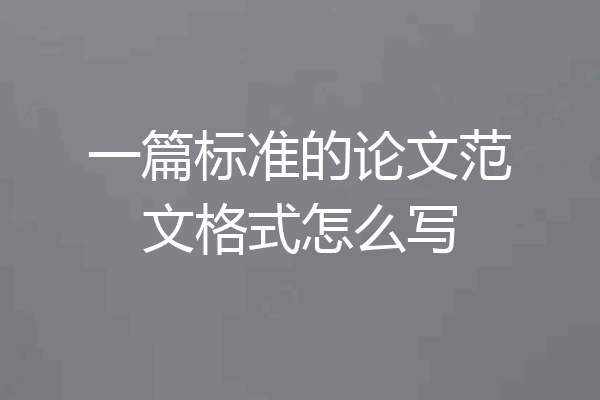 一篇标准的论文范文格式怎么写