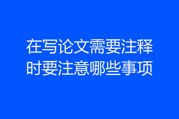 在写论文需要注释时要注意哪些事项