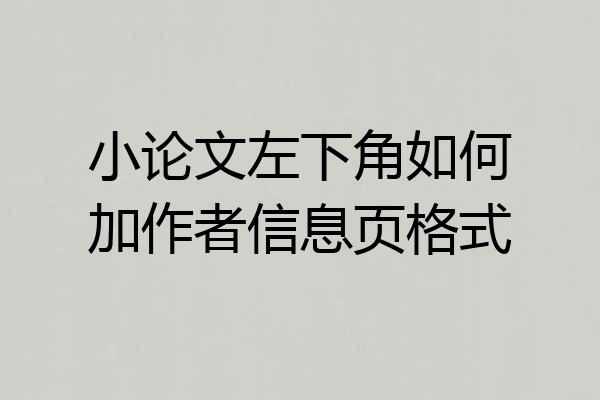 小论文左下角如何加作者信息页格式