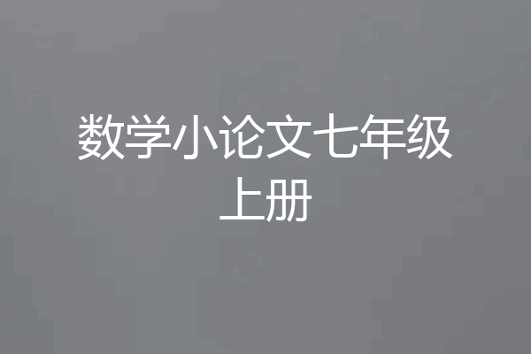 数学小论文七年级上册