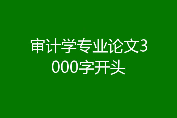 审计学专业论文3000字开头