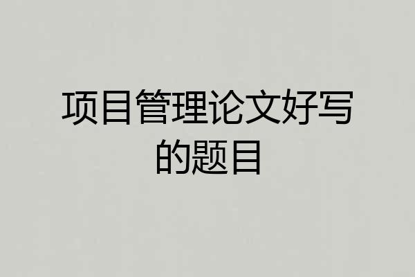 项目管理论文好写的题目