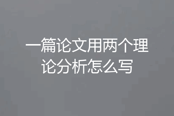 一篇论文用两个理论分析怎么写