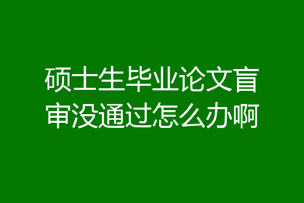 硕士生毕业论文盲审没通过怎么办啊