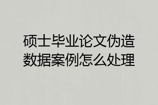 硕士毕业论文伪造数据案例怎么处理