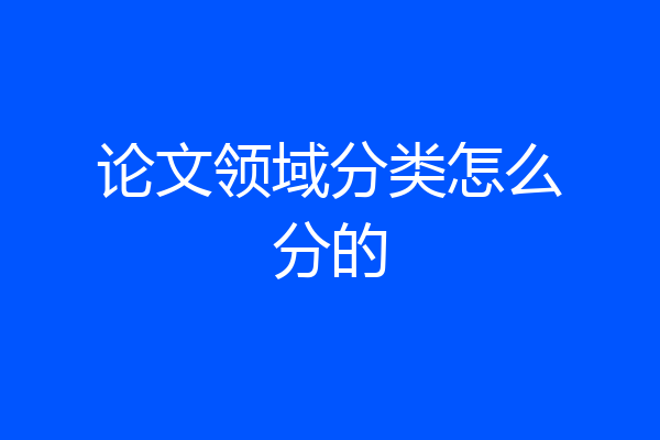 论文领域分类怎么分的