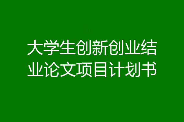 大学生创新创业结业论文项目计划书