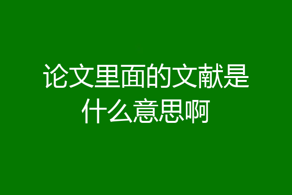 论文里面的文献是什么意思啊