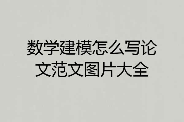 数学建模怎么写论文范文图片大全