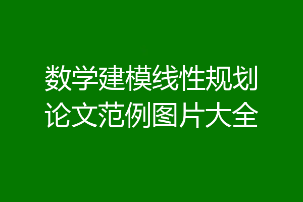 数学建模线性规划论文范例图片大全