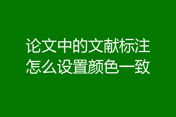 论文中的文献标注怎么设置颜色一致