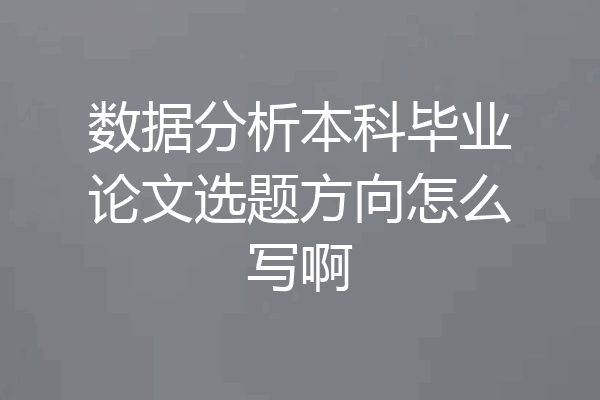 数据分析本科毕业论文选题方向怎么写啊