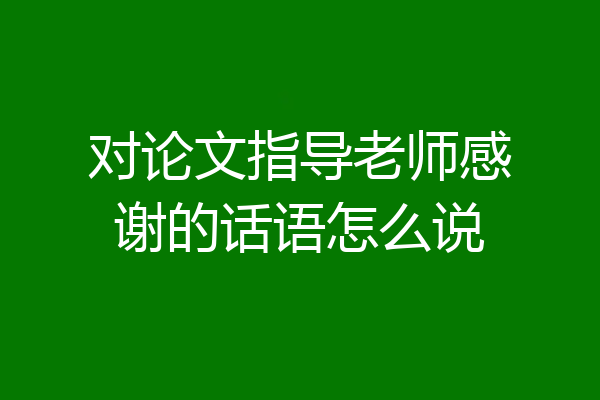 对论文指导老师感谢的话语怎么说