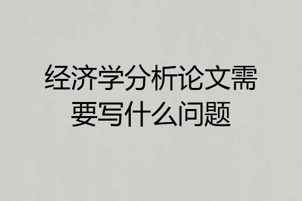 经济学分析论文需要写什么问题