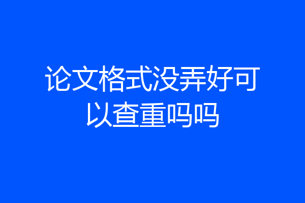 论文格式没弄好可以查重吗吗