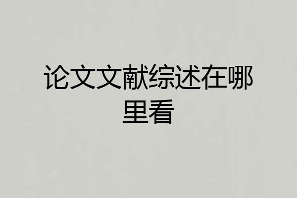 论文文献综述在哪里看