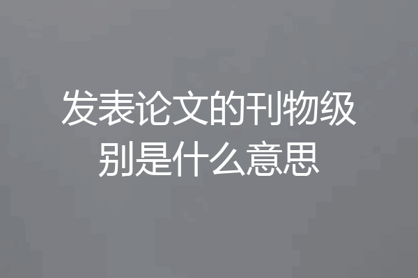发表论文的刊物级别是什么意思