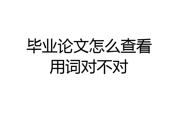 毕业论文怎么查看用词对不对