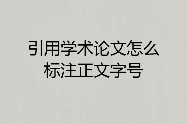 引用学术论文怎么标注正文字号