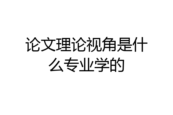 论文理论视角是什么专业学的