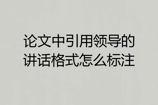 论文中引用领导的讲话格式怎么标注