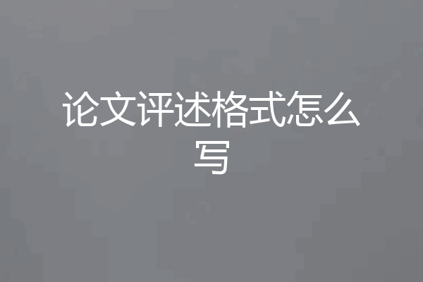 论文评述格式怎么写