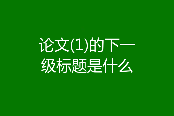 论文(1)的下一级标题是什么