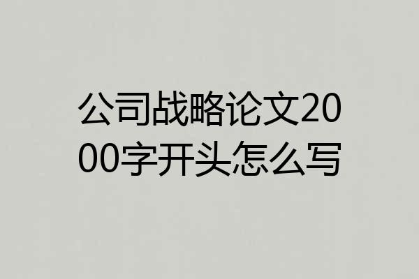 公司战略论文2000字开头怎么写