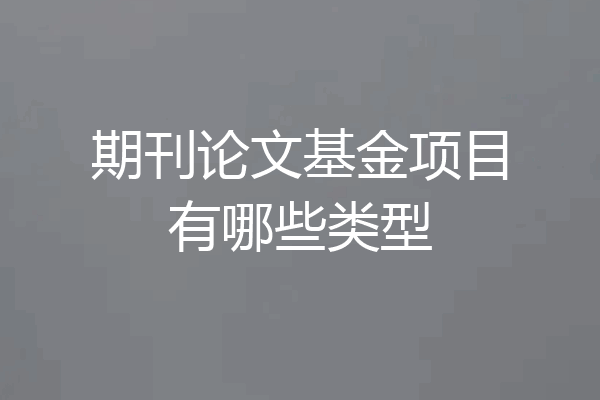 期刊论文基金项目有哪些类型