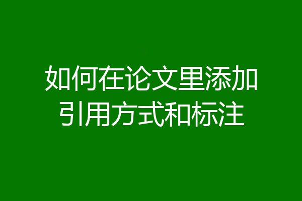 如何在论文里添加引用方式和标注