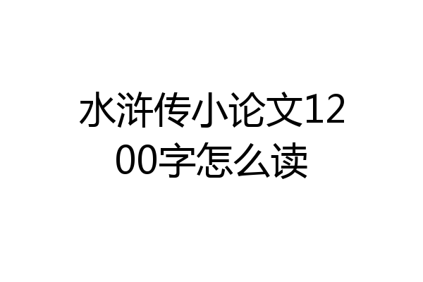水浒传小论文1200字怎么读