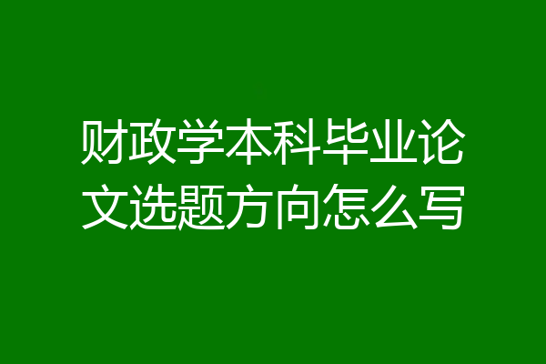 财政学本科毕业论文选题方向怎么写