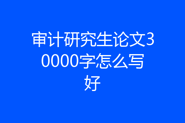 审计研究生论文30000字怎么写好