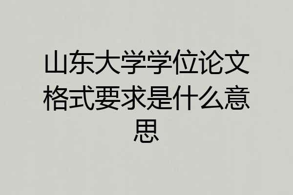 山东大学学位论文格式要求是什么意思