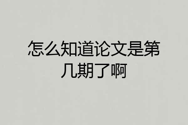 怎么知道论文是第几期了啊