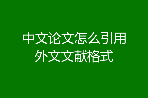 中文论文怎么引用外文文献格式