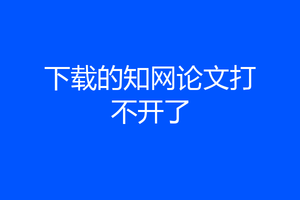 下载的知网论文打不开了
